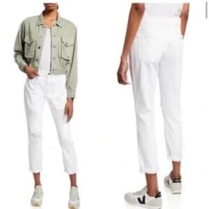 FRAME NWT Le Garcon Rumpled Blanc Mid Rise Denim Jeans White 31